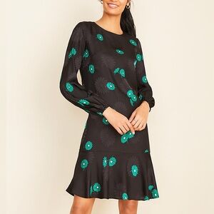 Ann Taylor Floral Jacquard Flounce Shift Dress size 12